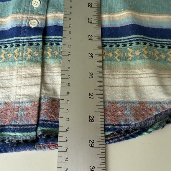 Vintage CABIN CREEK Button Up Shirt Short Sleeve 90s Stripes Womens Size L - Picture 13 of 14